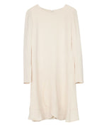 Chloe Long Sleeve Dress with Ruffle in Cream Crepe
