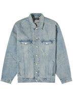 Balenciaga Logo Print Denim Jacket Blue