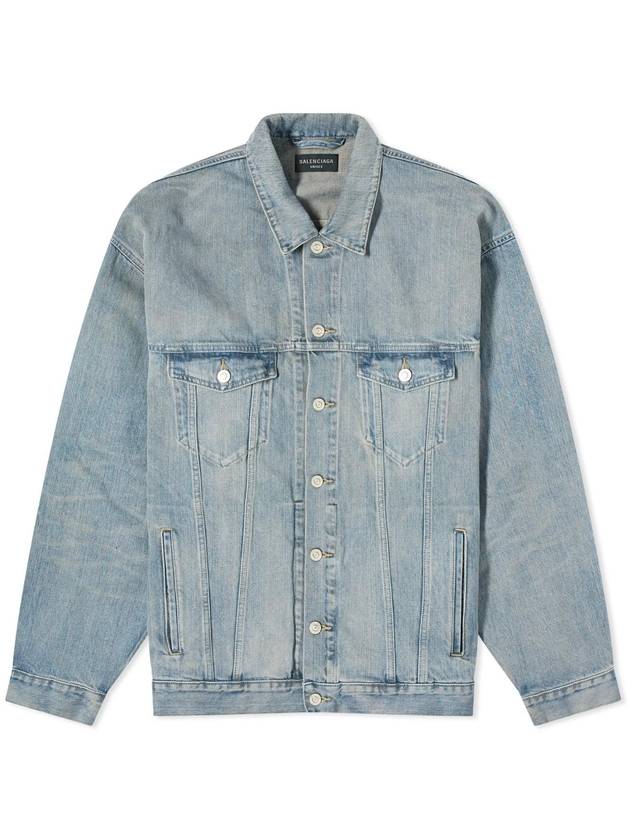 Balenciaga Logo Print Denim Jacket Blue