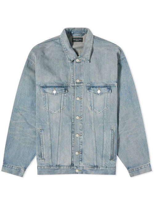 Balenciaga Logo Print Denim Jacket Blue