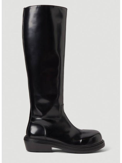 Bottega Veneta Fireman Leather Long Boots Black
