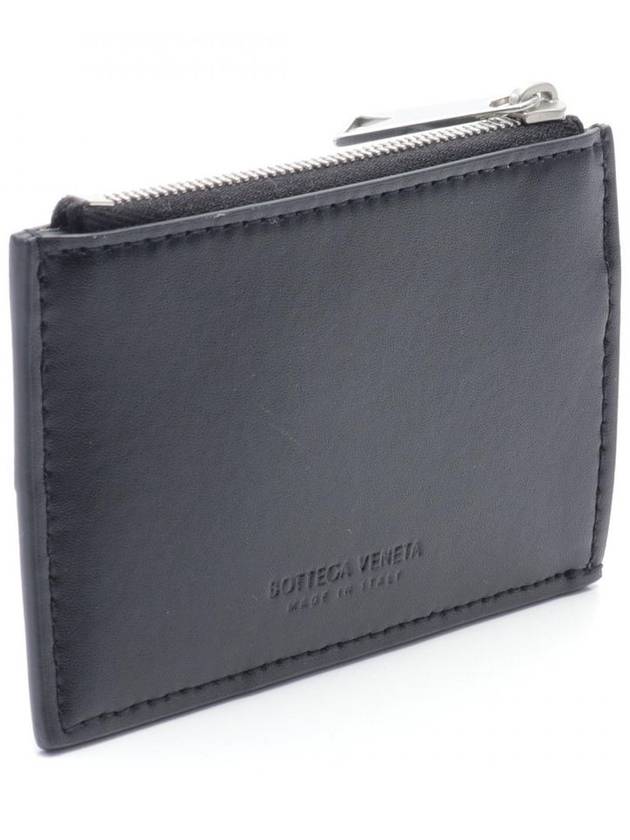 Bottega Veneta Intrecciato Zipper Card Wallet Black