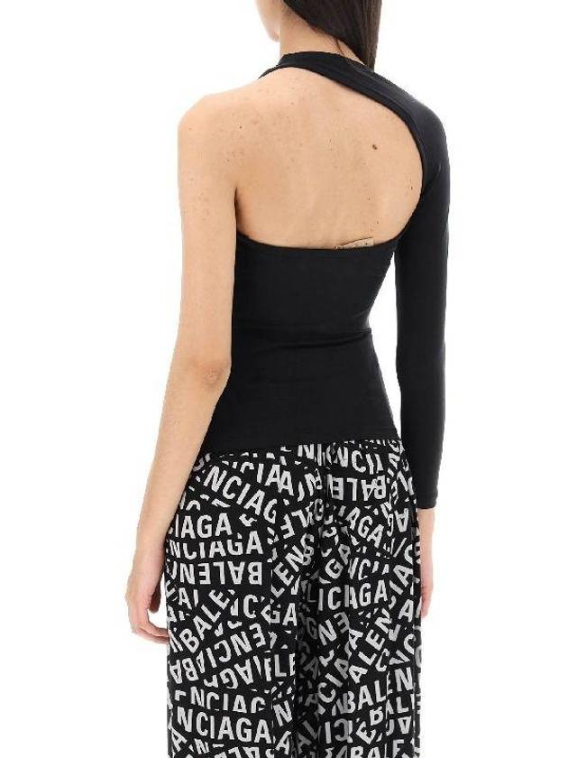 Balenciaga Cut Out One Shoulder Long Sleeve T-Shirt Black
