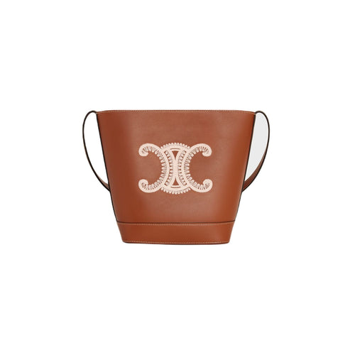 Celine Women's Small Cuir Triomphe Bucket Bag in Tan | 198243ES4