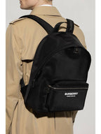 Burberry Logo Print Nylon Backpack Black