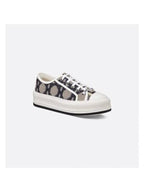 Walk'N'Dior Platform Macrocannage Motif Embroidery Cotton Low Top Sneakers Deep Blue Dior