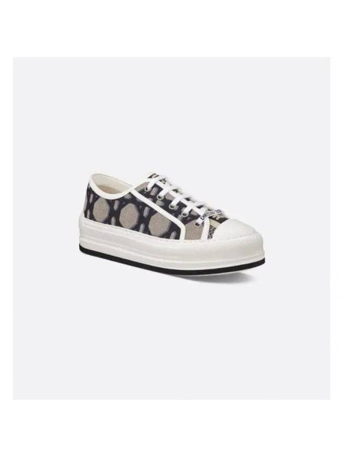 Walk'N'Dior Platform Macrocannage Motif Embroidery Cotton Low Top Sneakers Deep Blue Dior