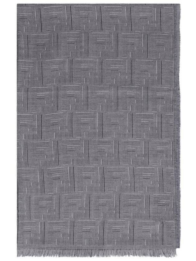 Fendi Men's All-Over Shadow Wool Silk Scarf Blue