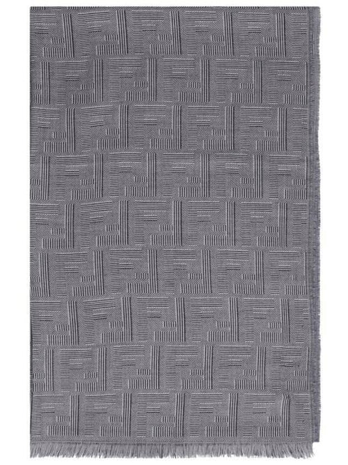 Fendi Men's All-Over Shadow Wool Silk Scarf Blue