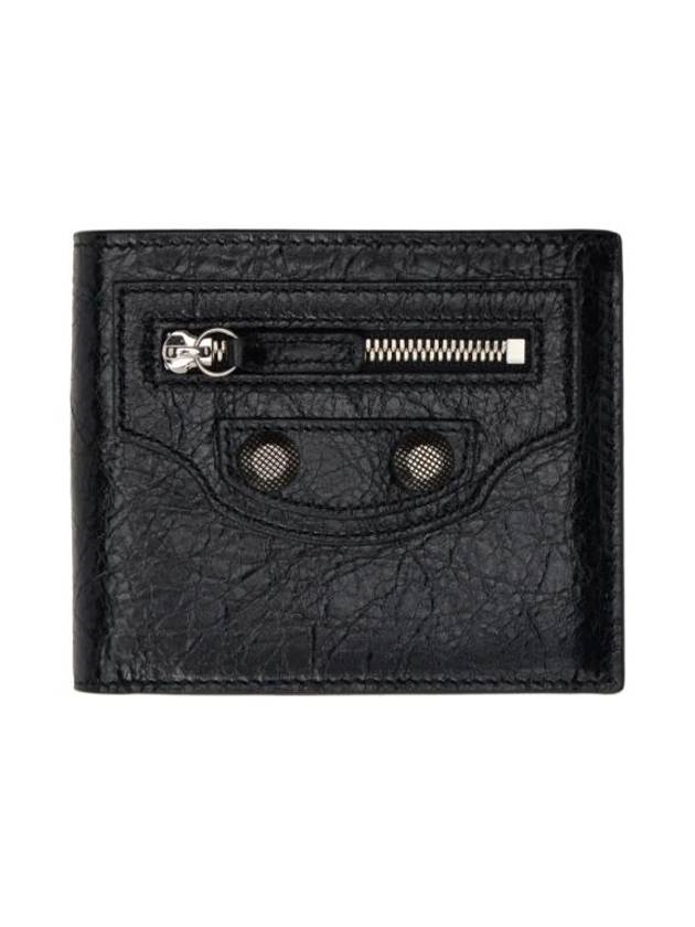 Balenciaga Le Cargoll Square Fold Lambskin Bicycle Wallet Black