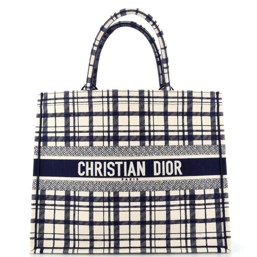 Dior Book Tote Tartan Check Canvas Medium