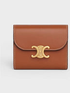 CELINE Triomphe Small Half Wallet Tan