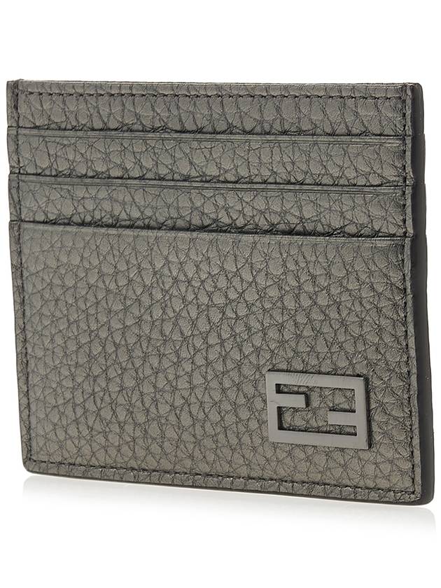 Fendi FF Baguette Logo Leather Card Wallet Grey