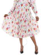 Balenciaga flower dot print pleated skirt beige