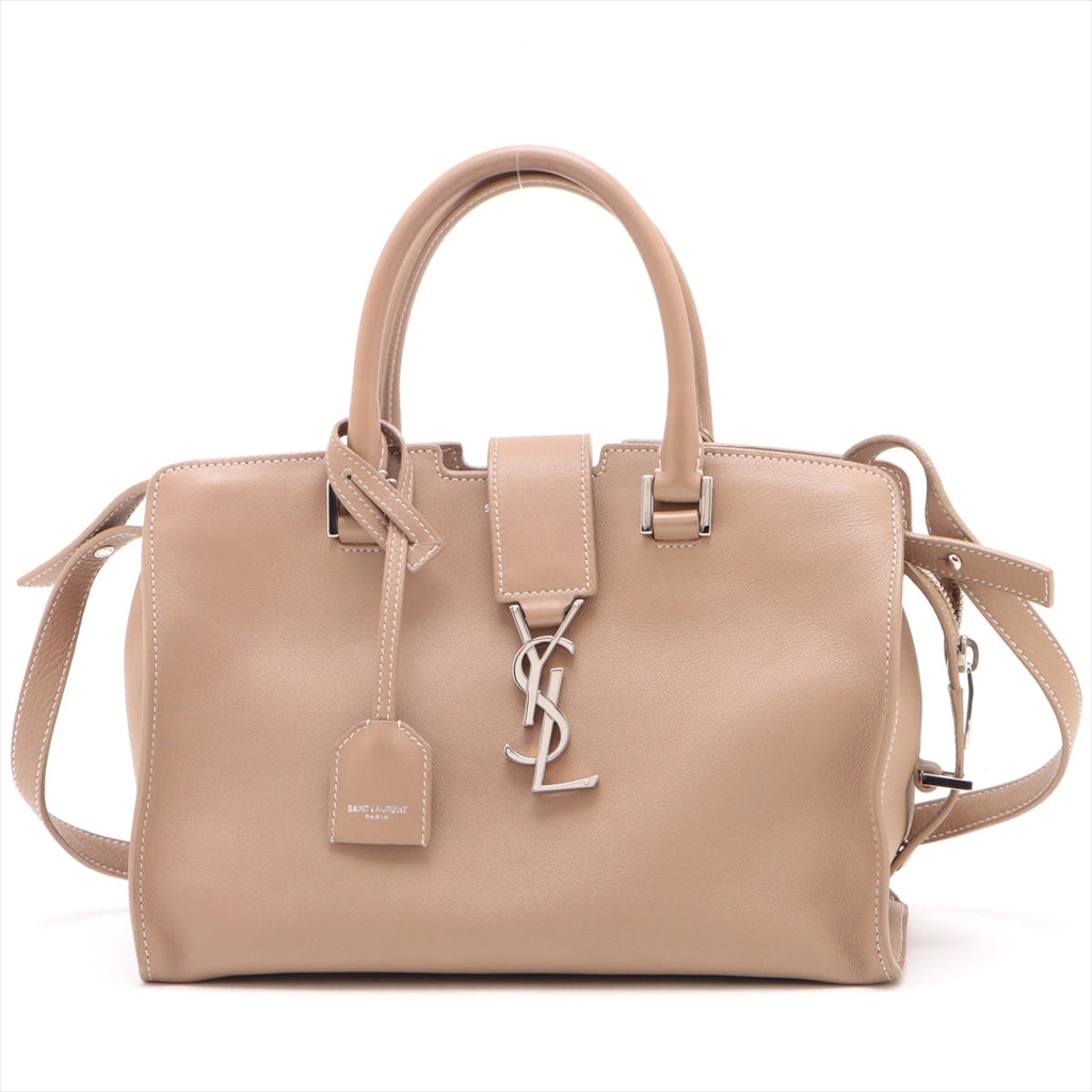 Saint Laurent Cabas Leather 2WAY Handbag Beige 424868