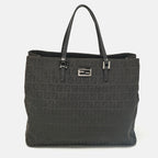Fendi Black Zucchino Fabric And Leather Tote