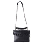 Fendi Medium Kan I Scallop and Stud Detail Shoulder in Black Calf Leather