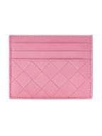 Bottega Veneta Intrecciato Leather Card Wallet Pink