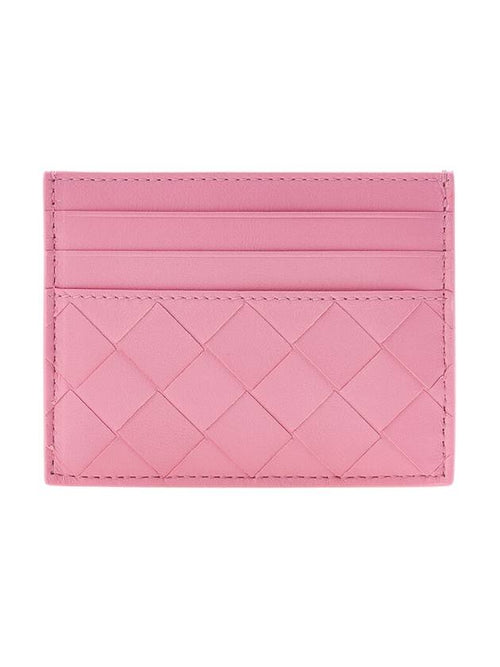 Bottega Veneta Intrecciato Leather Card Wallet Pink