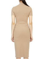 Fendi Women's FF Logo Short Sleeve Midi Dress Beige