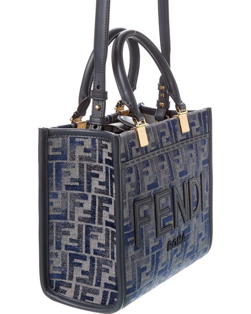 FENDI Sunshine Small FF Chenille & Leather Tote