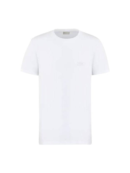 Embroidered Logo Cotton Jersey Short Sleeve T-Shirt White Dior