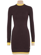 Fendi High Neck Wool Short Dress Dark Purple