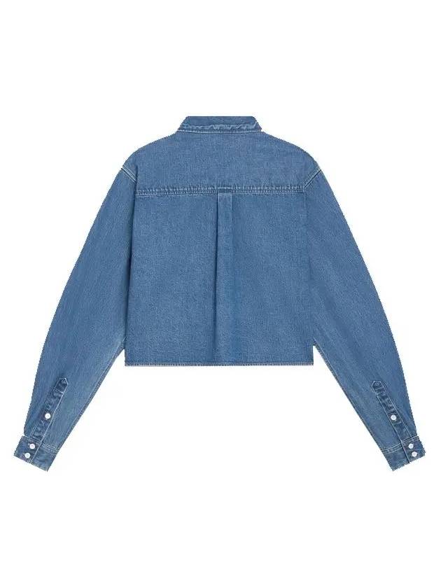 CELINE Union Ocean Wash Denim Crop Shirt Blue
