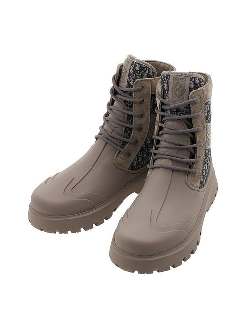 Oblique Garden Lace-Up Walker Boots Brown Dior