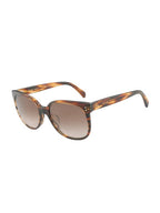 CELINE Eyewear Logo Round Acetate Sunglasses Havana