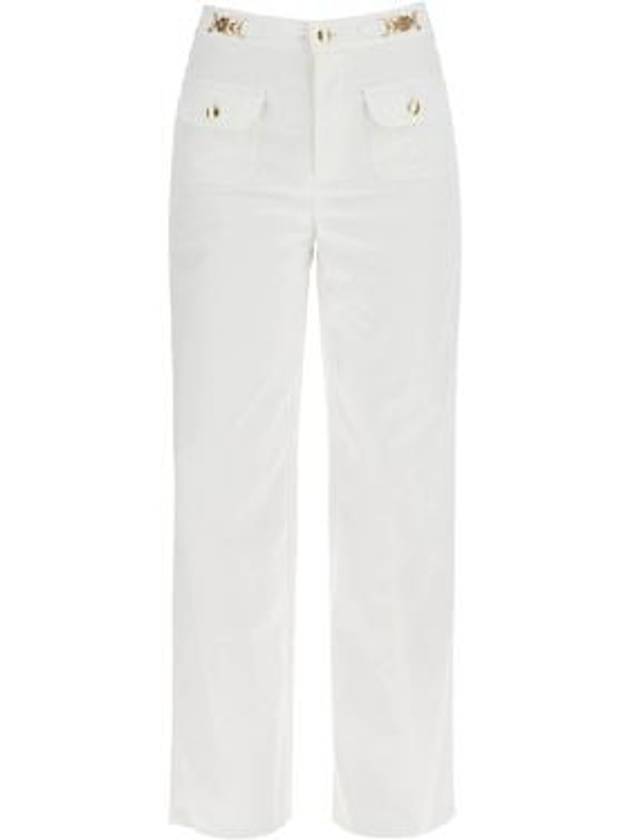 CELINE Gourmettes Cotton Straight Pants White