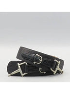 CELINE Silver horsebit decorated women s belt