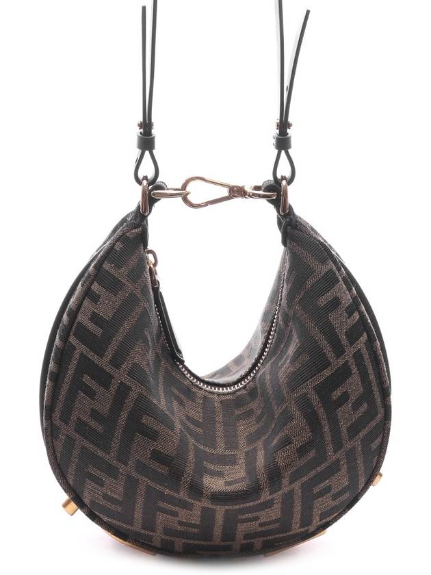 Fendi FF Jacquard Fabric Mini Cross Bag Brown