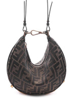 Fendi FF Jacquard Fabric Mini Cross Bag Brown