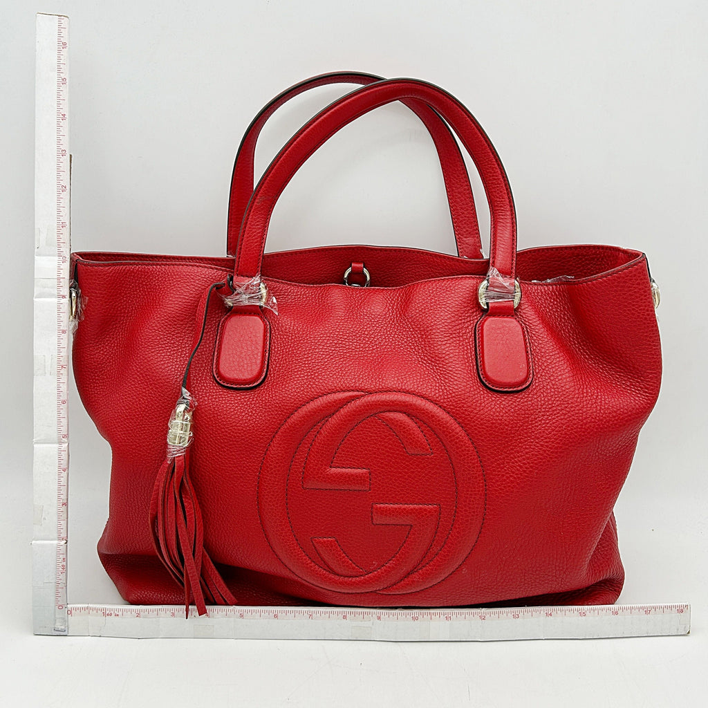 GUCCI Pebbled Calfskin Medium Soho Shoulder Bag Tabasco Red 2504211104
