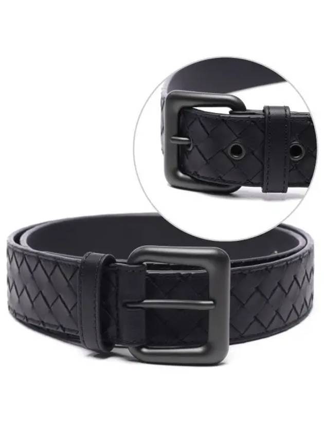 Bottega Veneta Intrecciato Leather Belt Black