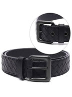 Bottega Veneta Intrecciato Leather Belt Black