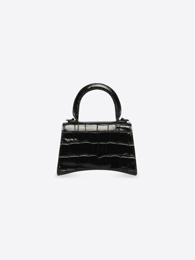 Balenciaga Hourglass Chain Crocodile Embossed Calfskin Shoulder Bag Black