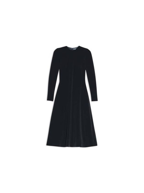 Balenciaga Women's Stretch Crepe Twill Long Dress Black