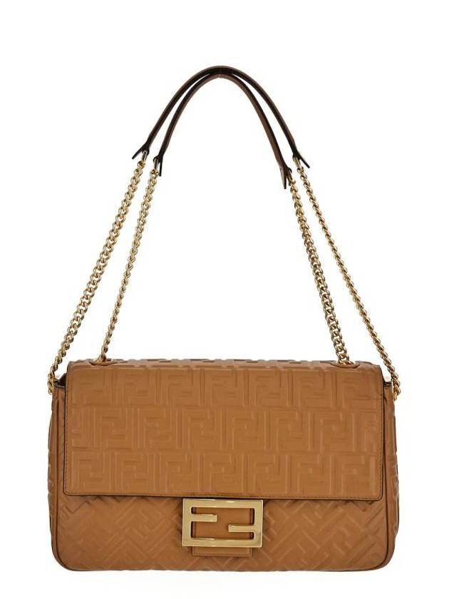 Fendi Baguette Chain Large Nappa Leather Shoulder Bag Brown