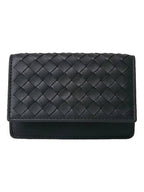 Bottega Veneta Intrecciato Flap Business Card Wallet Black