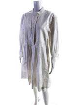 Chloe Womens White Cotton Crew Neck 3/4 Sleeve Fit & Flare Dress
