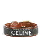 CELINE Triomphe Canvas Leather Bracelet Gold Tan
