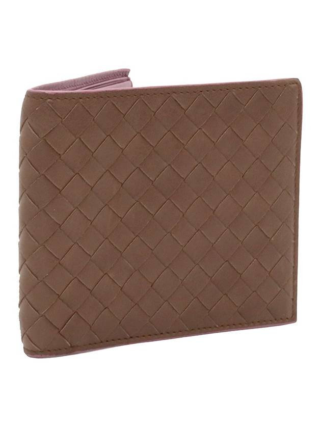 Bottega Veneta Brown Purple Intrecciato Weaving VN Folder Half Wallet 113993