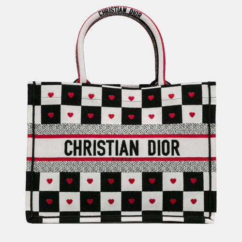 Dior Black/White Medium Dioramour D-Chess Book Tote