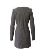 Chloe Epaulettes Sheath Dress in Black Wool