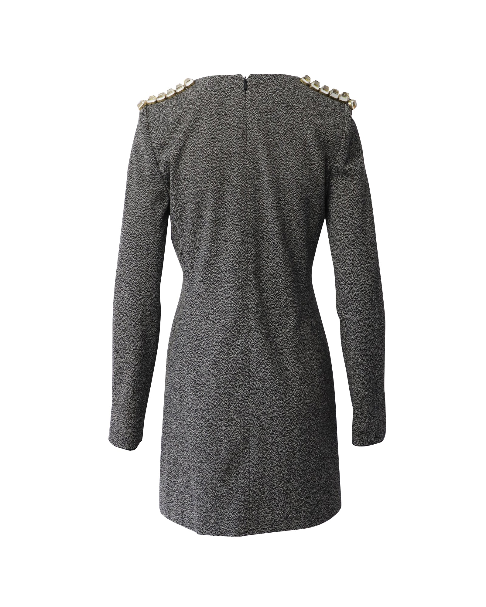 Chloe Epaulettes Sheath Dress in Black Wool