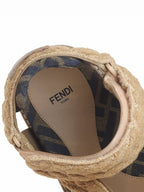 Fendi FF Jacquard Fabric Sandals Brown