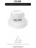 CELINE Logo Gabardine Cotton Bucket Hat White