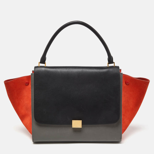 Celine Tricolor Leather and Suede Large Trapeze Bag